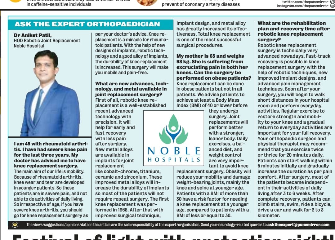 hod robotic join replacement nobal hospital