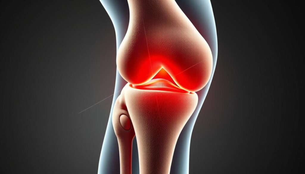 Anatomical diagram of the knee joint, revealing the intricate functions of the ligaments. A close-up view showcasing the anterior cruciate ligament (ACL), posterior cruciate ligament (PCL), medial collateral ligament (MCL), and lateral collateral ligament (LCL). Rendered in a technical, scientific style with muted colors and high-contrast lighting to emphasize the structural details. Commissioned by Dr Aniket Patil, a leading authority on knee biomechanics.