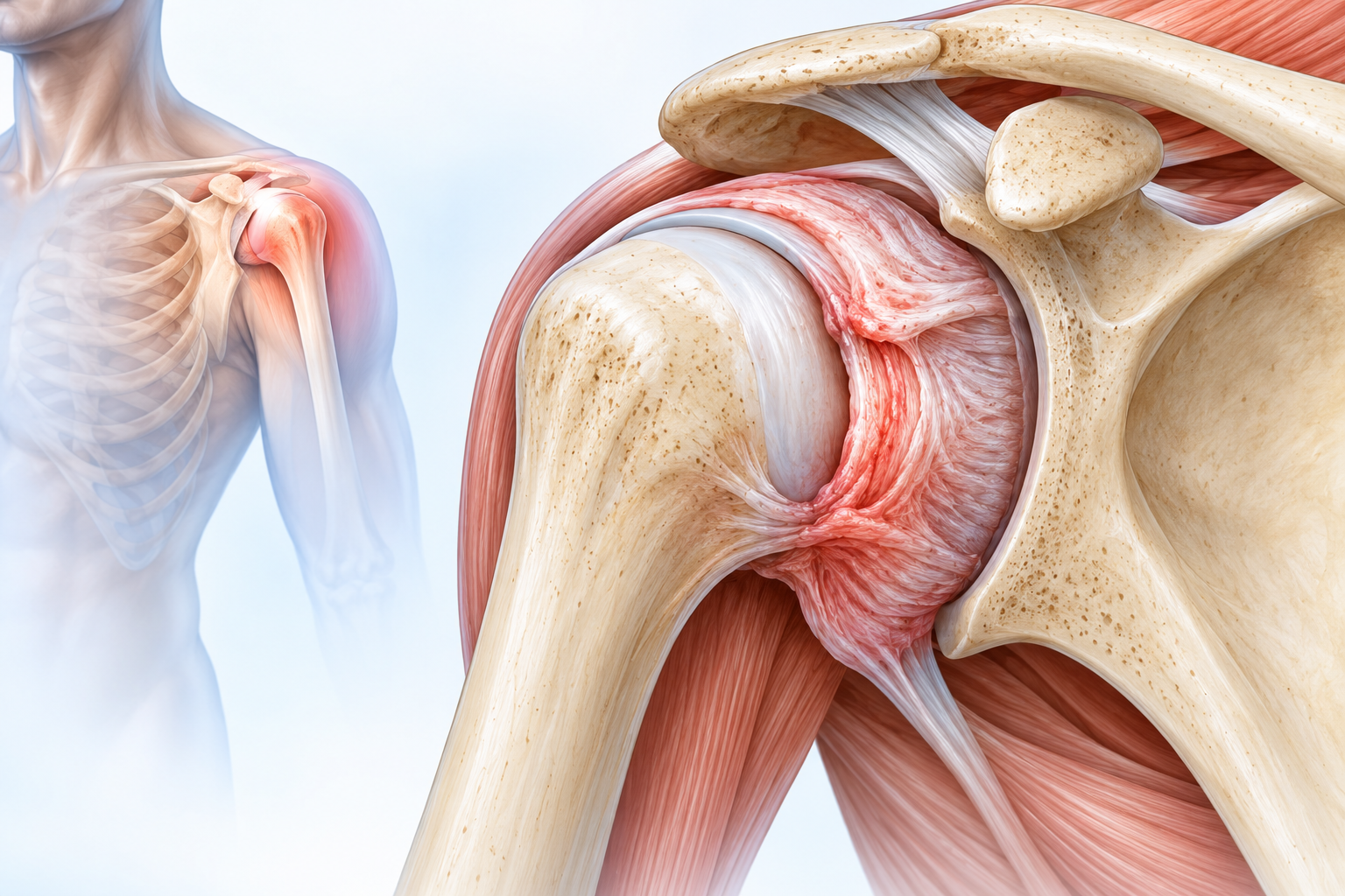 Frozen shoulder joint capsule illustration
