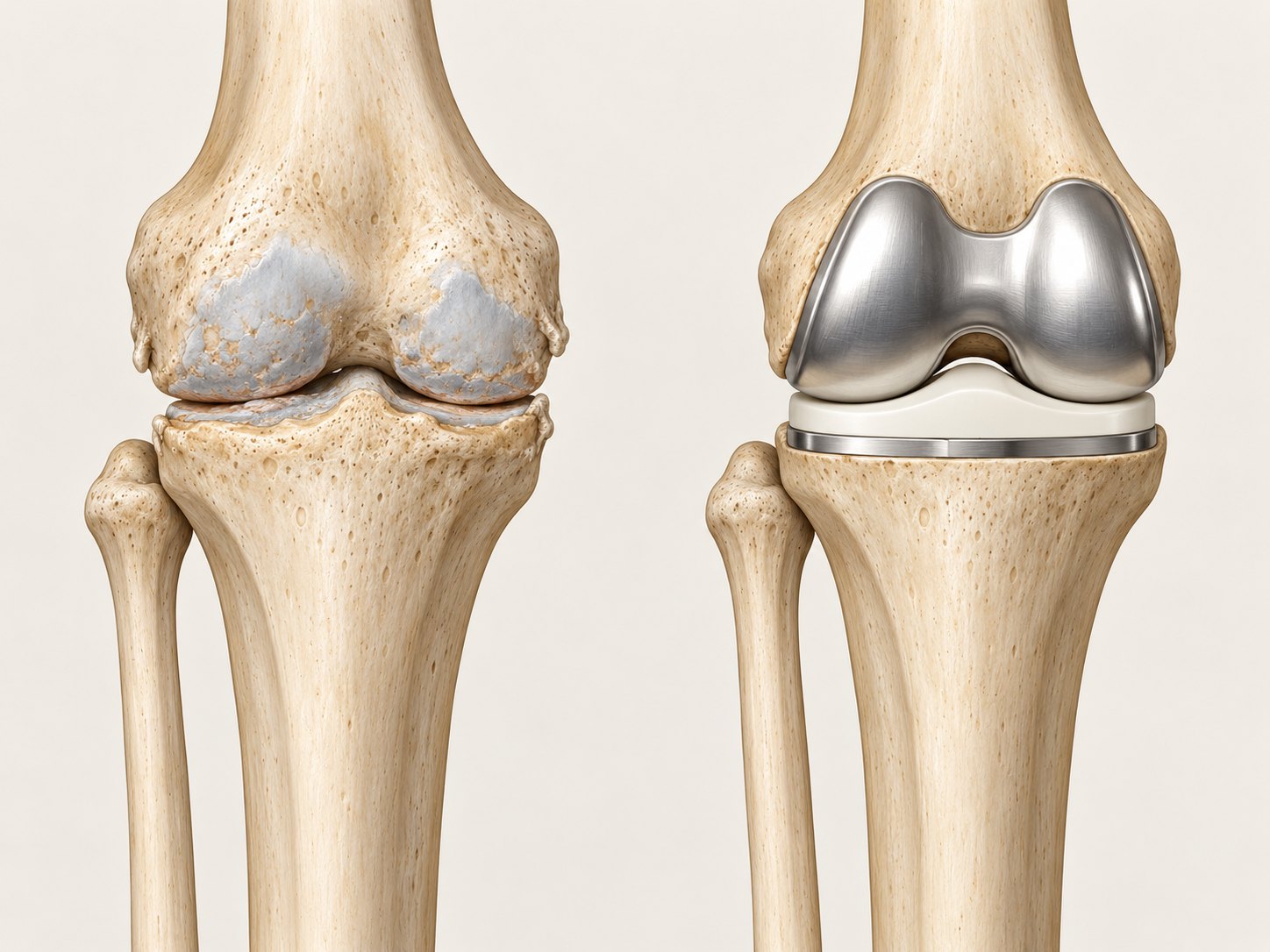 Illustration of bilateral knee replacement, both knees with total knee components